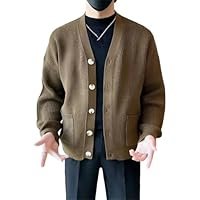 Mens Korean Style Vintage Loose Knit Sweater Jacket Casual Loose Winter Outdoor Work Coat